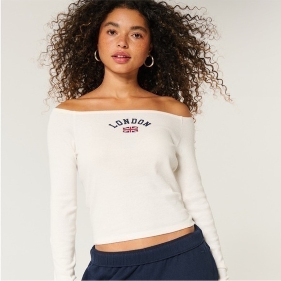 White Off-Shoulder London Top - Picture 1 of 4